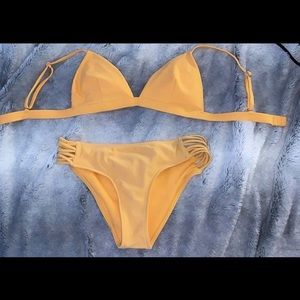 yellow 2 piece swimsuit